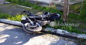 Τροχαίο ατύχημα με τραυματισμό οδηγού μοτοσικλέτας στα Χανιά (φωτο)
