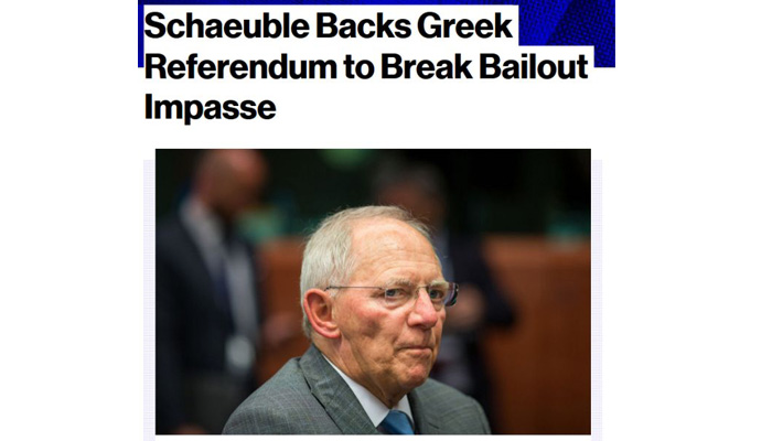 Bloomberg: Γιατί ο Σόιμπλε στηρίζει το δημοψήφισμα