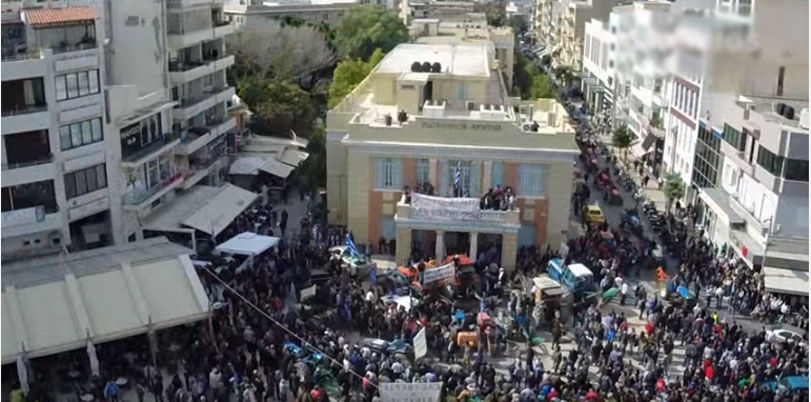 Το συλλαλητήριο των αγροτών στο Ηράκλειο από ψηλά με drone (βίντεο)