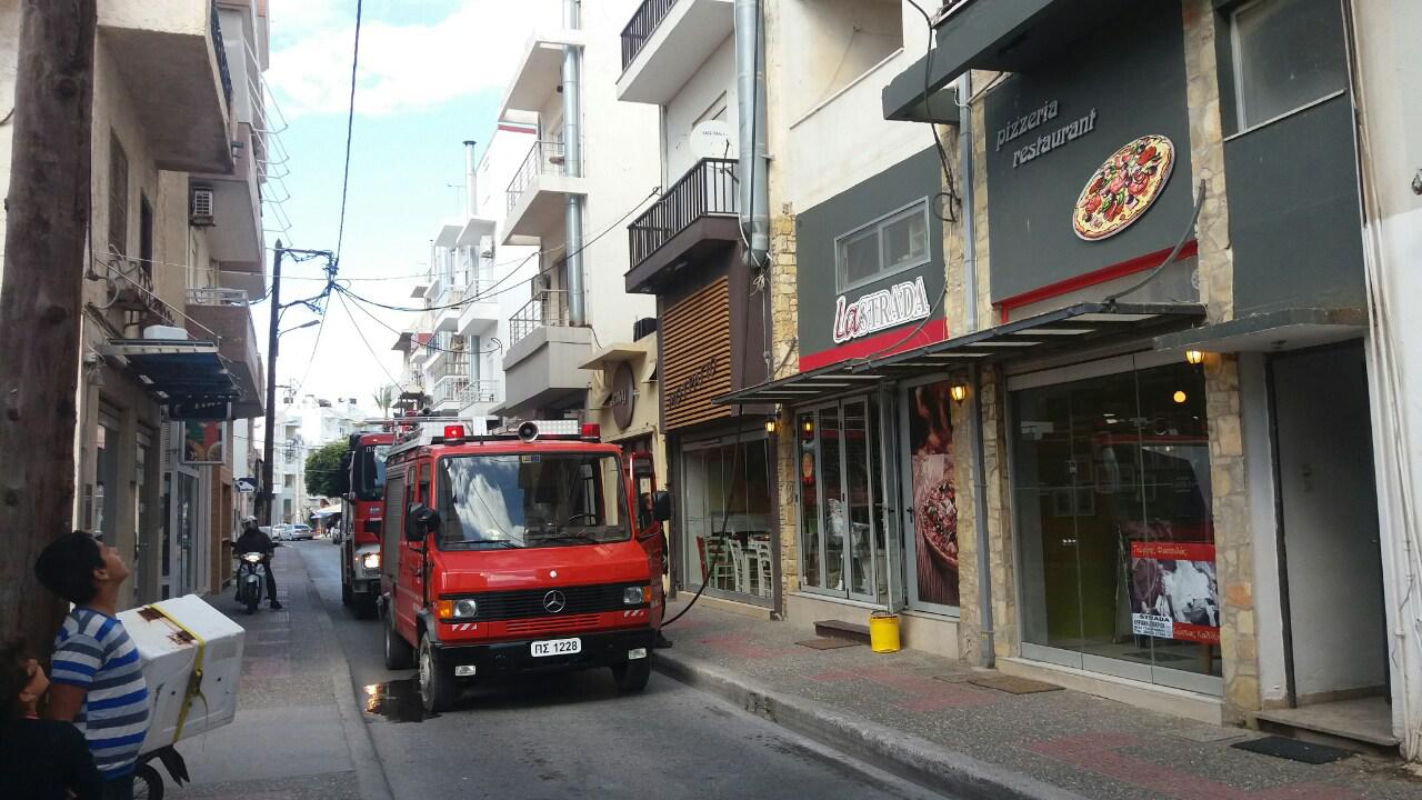 Πυρκαγιά σε πιτσαρία στο κέντρο της Ιεράπετρας (φωτο)