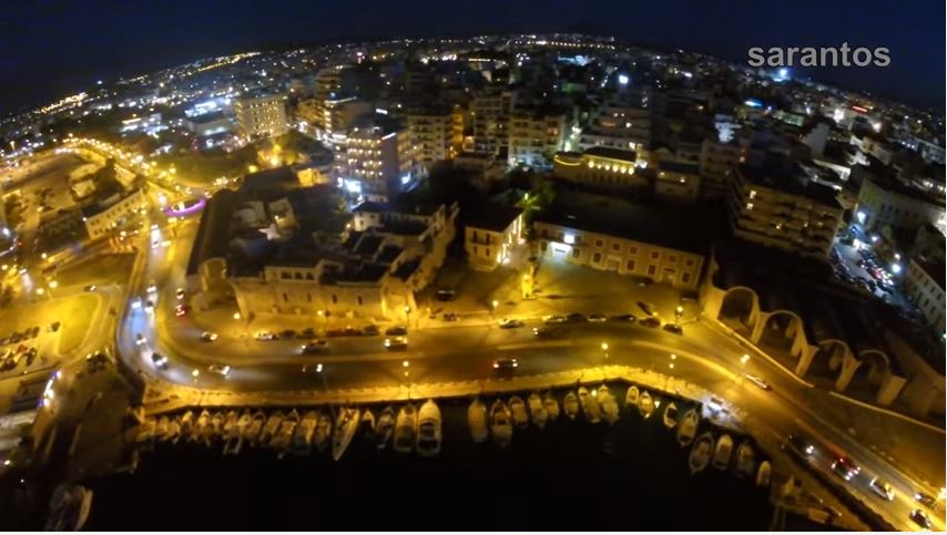 Νυχτερινή βόλτα πάνω από τα φώτα της πόλης του Ηρακλείου (βίντεο)