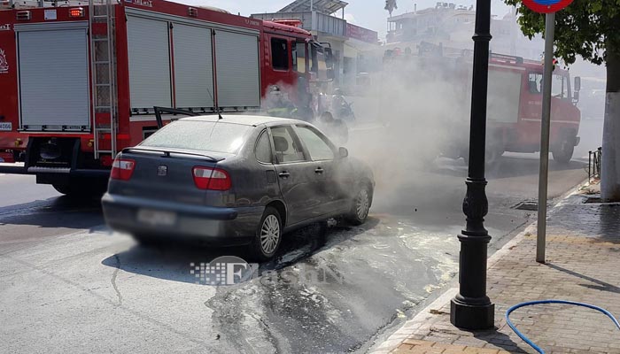 Πυρκαγια σε αυτοκίνητο ενώ ήταν εν κινήσει στα Χανιά (φωτο)