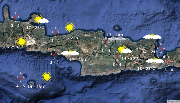 Ο καιρός στην Κρήτη την Τετάρτη 19 Οκτωβρίου