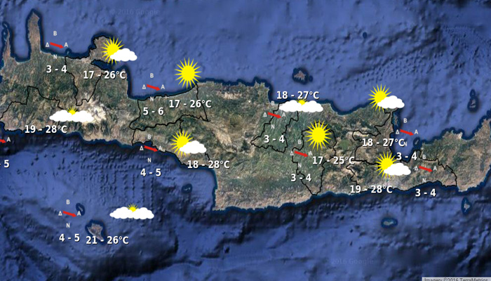 Ο καιρός στην Κρήτη την Τετάρτη 5 Οκτωβρίου