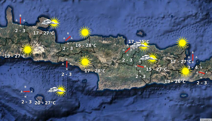 Ο καιρός στην Κρήτη την Παρασκευή 7 Οκτωβρίου