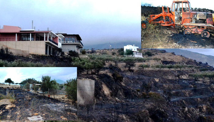 Μεγάλες καταστροφές από την πυρκαγιά στην Κίσσαμο (φωτο)