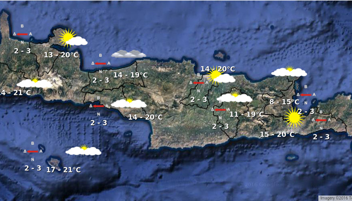 Ο καιρός στην Κρήτη το Σάββατο 19 Νοεμβρίου