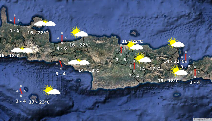 Ο καιρός στην Κρήτη την Δευτέρα 28 Νοεμβρίου