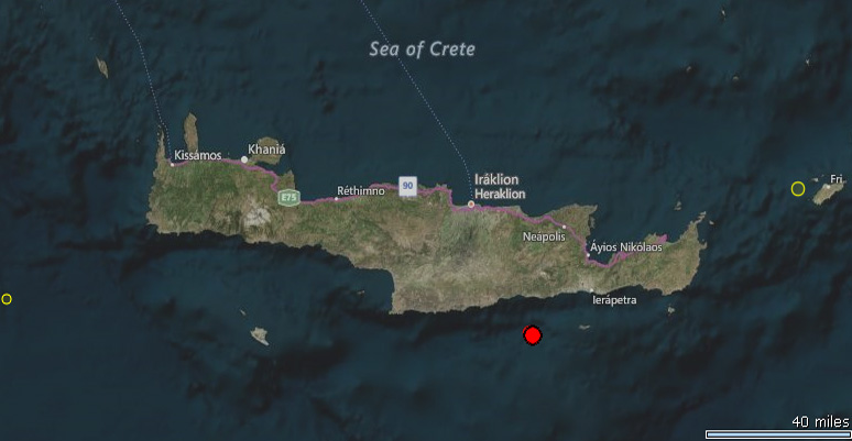 Σεισμική δραστηριότητα νοτιοανατολικά της Κρήτης