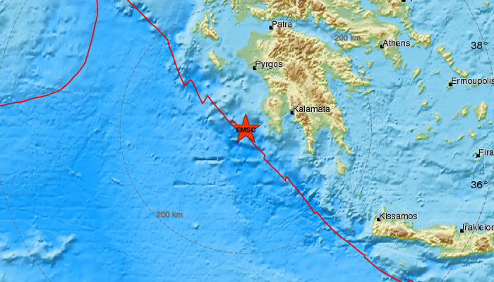 Ισχυρός σεισμός στην νότια Πελοπόννησο
