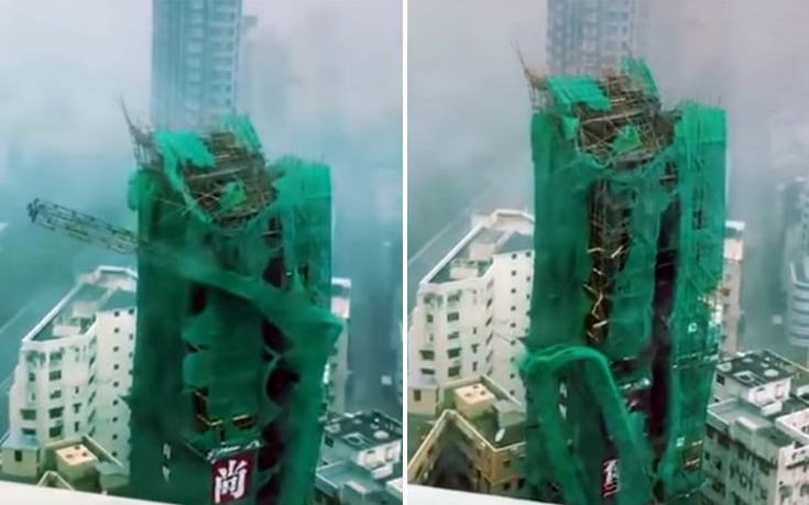 Δείτε τον υπερτυφώνα να γκρεμίζει γερανό από ουρανοξύστη στο Χονγκ Κονγκ
