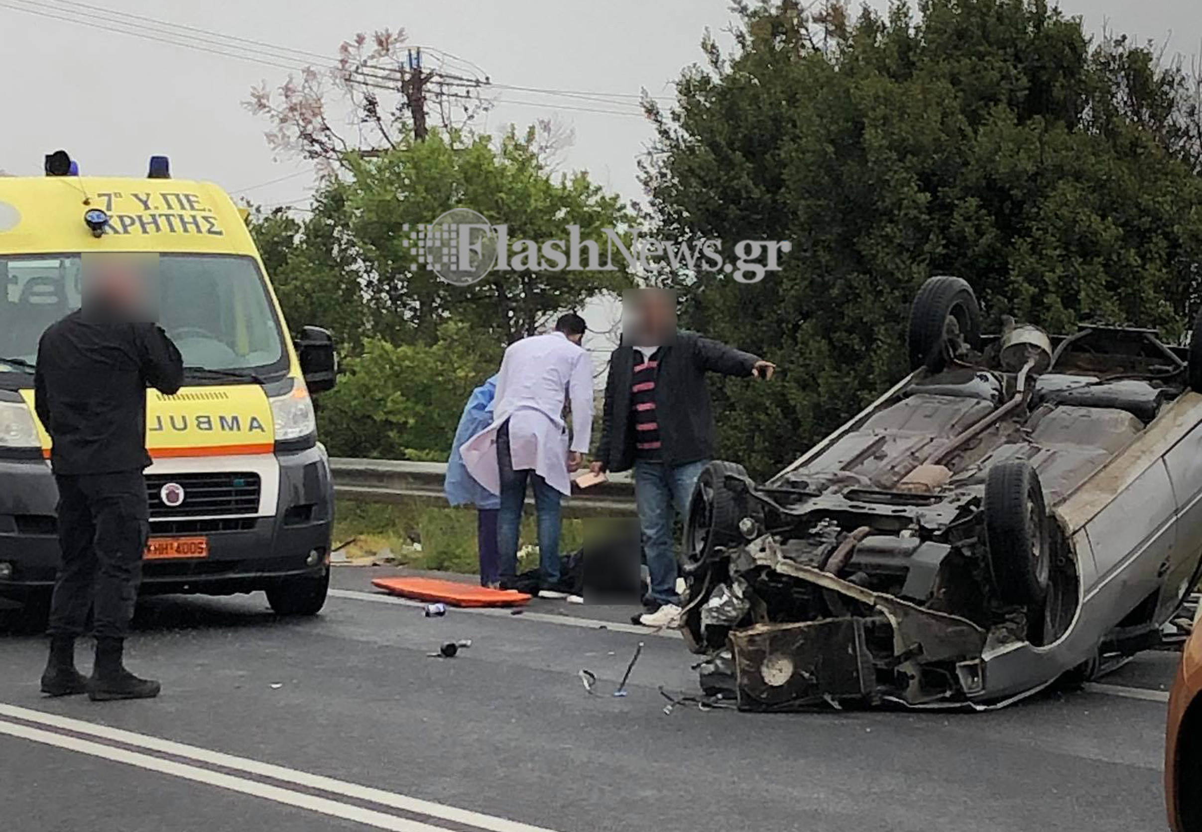 Δυο τραυματίες σε τροχαίο ατύχημα στην Κίσαμο – Ανετράπη αυτοκίνητο (φωτο)