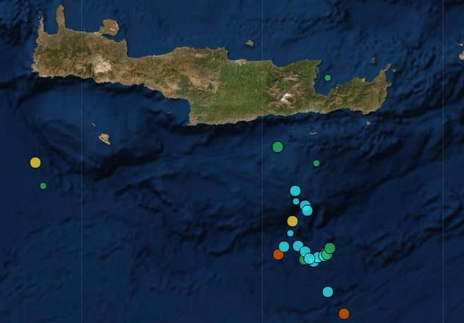 Νέοι σεισμοί μεγέθους άνω των 4 Ρίχτερ νότια της Κρήτης