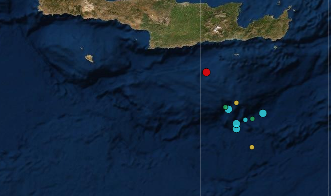 Νέος σεισμός νότια της Κρήτης με μέγεθος άνω των 4 Ρίχτερ