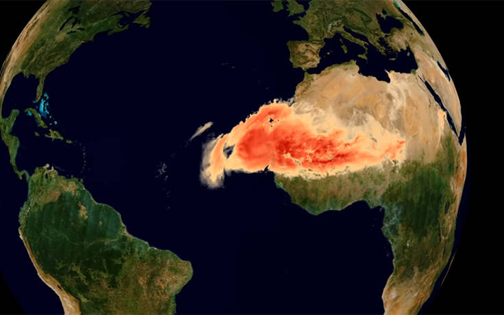 Σύννεφο Γκοτζίλα:Το εντυπωσιακό φαινόμενο με σκόνη από τη Σαχάρα να σκεπάζει τον Ατλαντικό