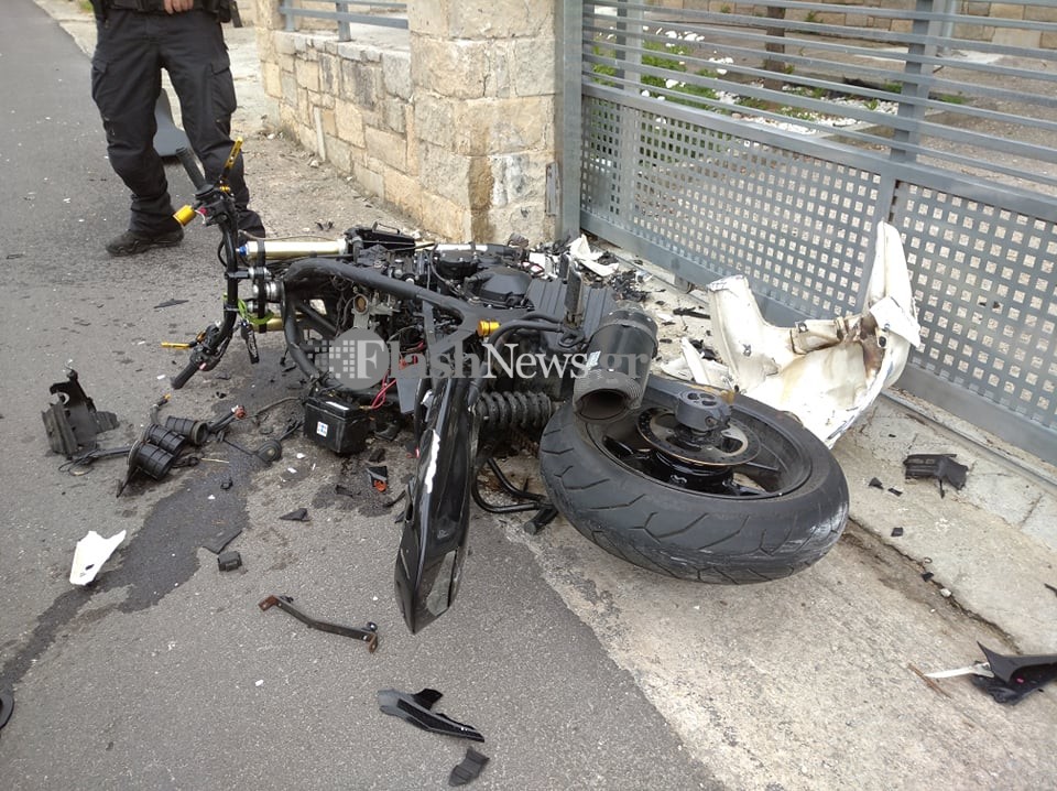 Θανάσιμος τραυματισμός οδηγού μοτοσικλέτας στα Χανιά (φωτο)