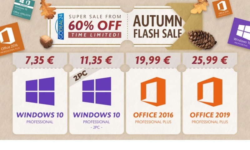Φθινοπωρινές Προσφορές στο GoDeal24: Windows 10 στα 7.35€, Office από 19.99€