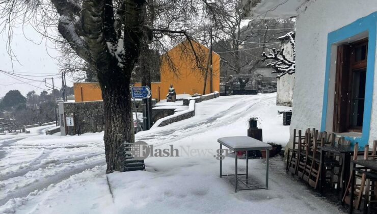 Σφοδρές χιονοπτώσεις και στα ημιορεινά της Κρήτης (φωτο)