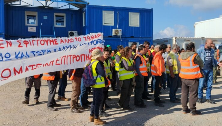 Μαζική συμμετοχή στην απεργία στο εργοτάξιο του νέου αεροδρομίου στο Καστέλι