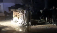 Ανατράπηκε αυτοκίνητο σε τροχαίο στο Ηράκλειο – Ενεπλάκησαν 4 οχήματα