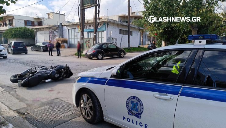 Χανιά: Συγκρούστηκε μηχανή με ΙΧ αυτοκίνητο – Στο νοσοκομείο ο οδηγός της μηχανής (φωτο)